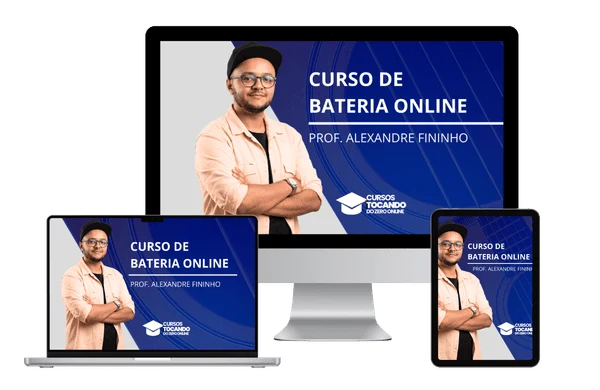 Pacote principal do curso de bateria online Tocando do Zero