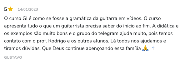 Depoimento do Gustavo sobre o curso de guitarra online Tocando do Zero